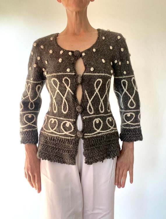 90s Moschino Couture Pure laine vierge Cardigan c… - image 1