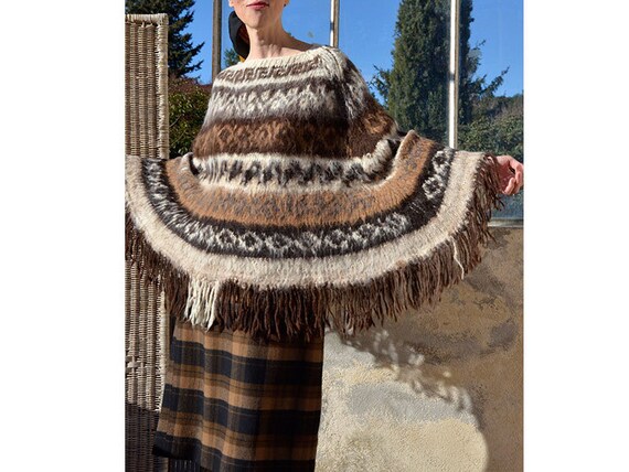 Mohair Cape Poncho Handmade Vintage Ethnic /S/M/