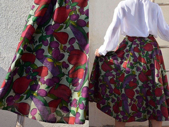 Rodier Paris French vintage skirt Fruit garden Van
