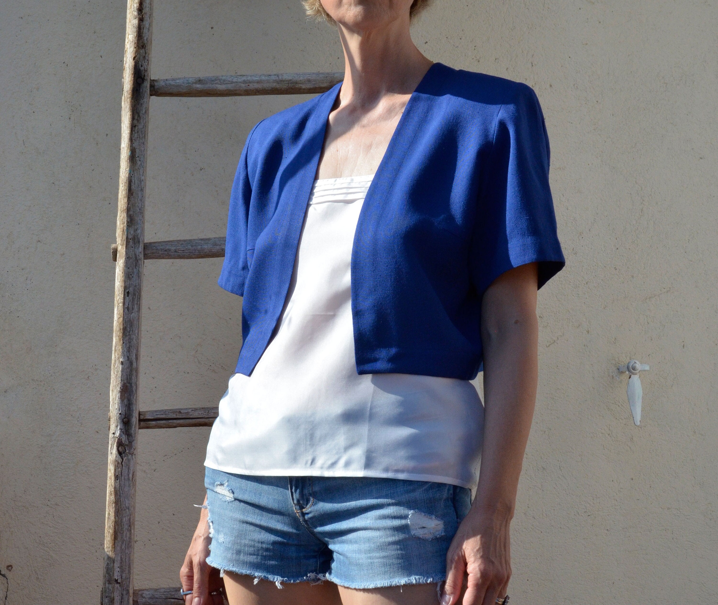 Made in France Pierre Balmain Vintage 80s Woven Bolero Jacket