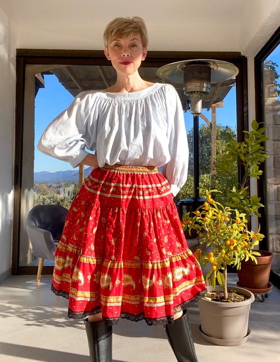 90s Made in France Provencal skirt "souleiado" pr… - image 4