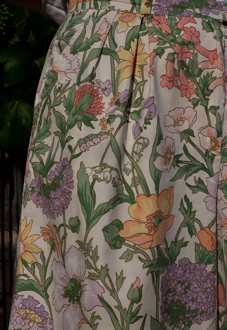 Bermuda floral Cyrillus Paris vintage French Size Cotton Pockets Imrim\u00e9 English garden pastel green pink-blush lilac size LXL