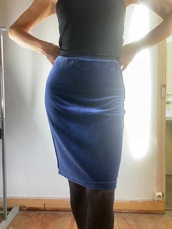 90s Sonia Rykiel Velvet skirt Made in France Mini… - image 3