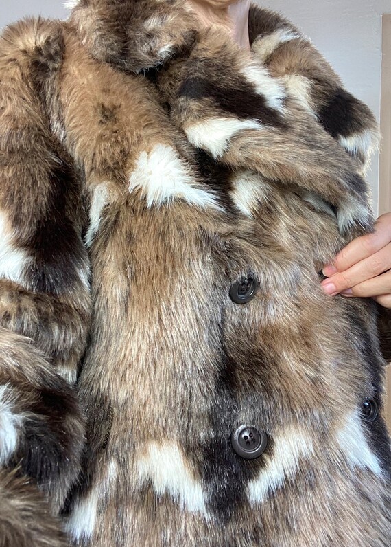 90s Made in France Faux fur Double-breasted coat … - image 4