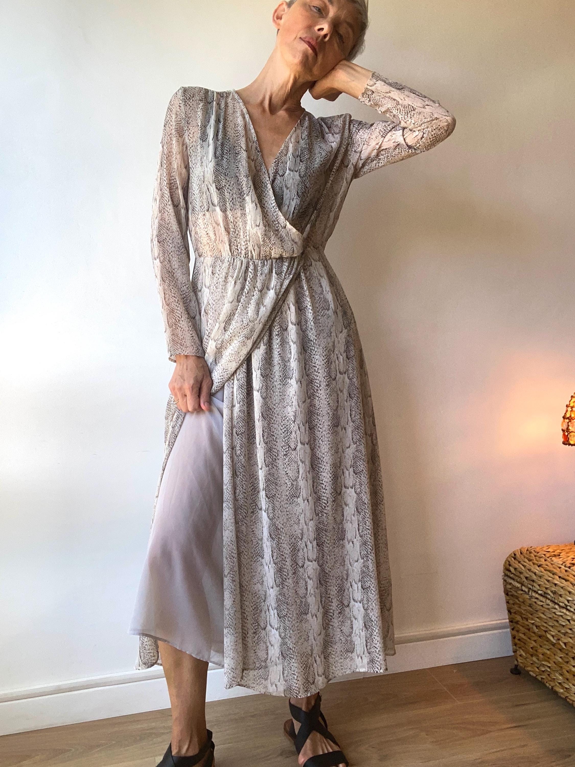 Mini Dress Snakeskin Maxi Dress Plus Size AFRM Mimi Snakeskin Print Long  Sleeve Ruffle Maxi Dress