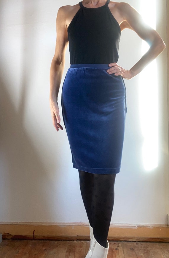 90s Sonia Rykiel Velvet skirt Made in France Mini… - image 8