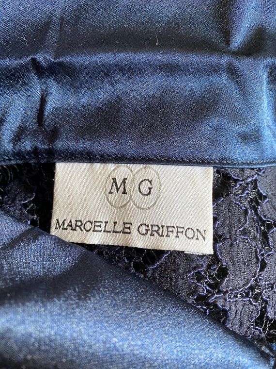 90s French label "Marcelle Griffon" Lace Navy blu… - image 2