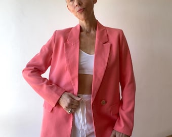 90s beautiful pink viscose jacket candy crush blazer minimalist chic oversized boyfriend