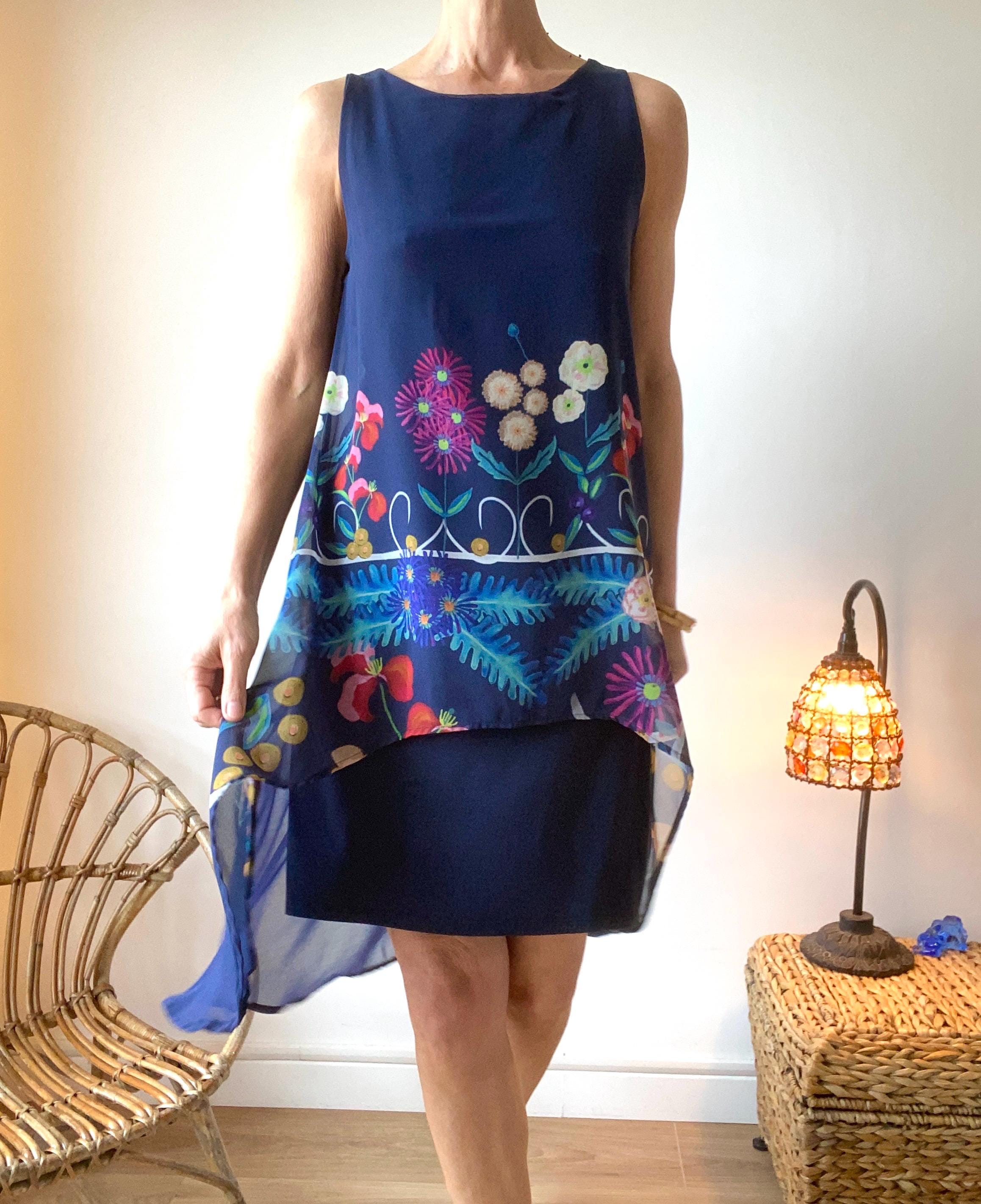knee length dresses for ladies Chiffon Layered Flutter Sleeve Midi Dress - Navy