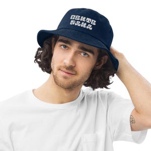 Gente Pana Typography, Denim bucket hat, Venezuela Slang