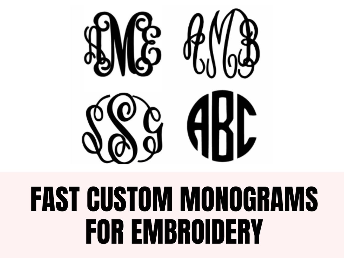 Part Monogram Custom Monogram for Embroidery - Etsy