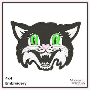 Tuxedo Cat Embroidery Design, Vintage Black Cat Embroidery Design, Halloween Cat Embroidery, Tuxedo Cat, Halloween Embroidery, Cartoon Cat