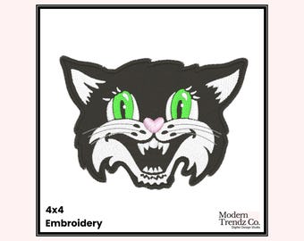 Tuxedo Cat Embroidery Design, Vintage Black Cat Embroidery Design, Halloween Cat Embroidery, Tuxedo Cat, Halloween Embroidery, Cartoon Cat