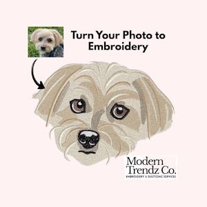 Turn a Photo into Embroidery, Custom Pet Embroidery Design, Full-Color Option