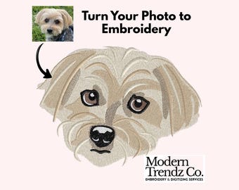 Turn a Photo into Embroidery, Custom Pet Embroidery Design, Full-Color Option