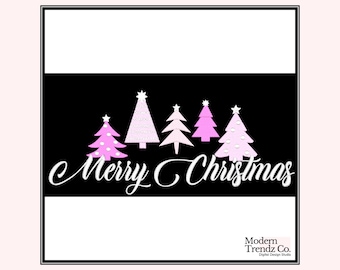 Merry Christmas Embroidery Design, Pink Christmas Tree Embroidery Designs, Christmas Tree Embroidery File, Merry Christmas Embroidery File