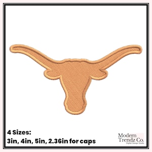 Longhorn Cow Silhouette Embroidery Design, Cow Embroidery Design, Longhorn Embroidery Design, Cow Silhouette Design, Longhorns, Longhorn