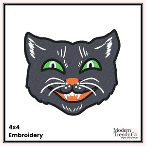 Vintage Halloween Cat Embroidery Design, Vintage Black Cat Embroidery Design, Halloween Cat Embroidery, Black Cat, Halloween Embroidery File