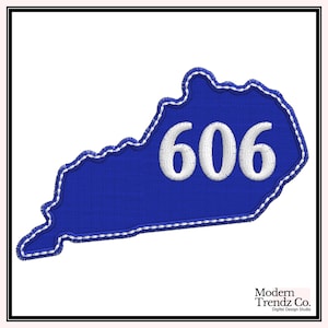 May include: Blue outline of the state of Kentucky with the number 606 in white text inside.