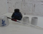 Writing set,Inkwells pen from which ink will not leak Soviet porcelain, school, inkstand inkpot old ceramic Russia