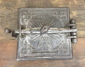 Old large cast-iron stove door, Farmhouse , Antique Decorative Door Of The Furnace,Vintage Oven Door