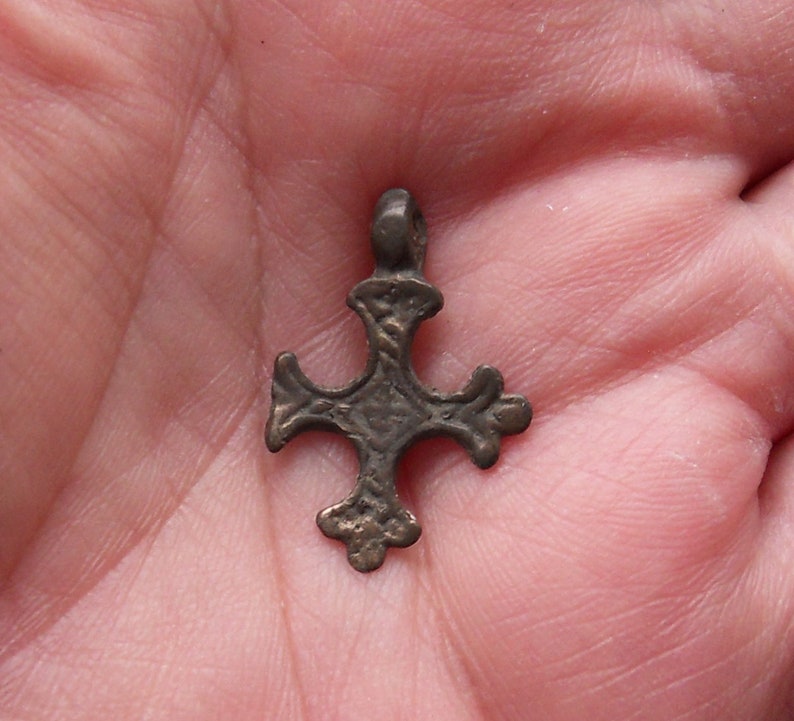 Antique Small Bronze Cross Pendant C 10th Century Ad Meval Ancient Jewelry Jewellery Religious Artifact Viking
