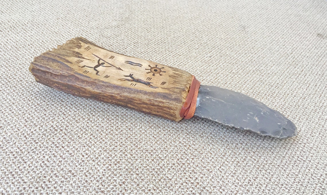 Antique flint knife flint original glued handle antique Etsy