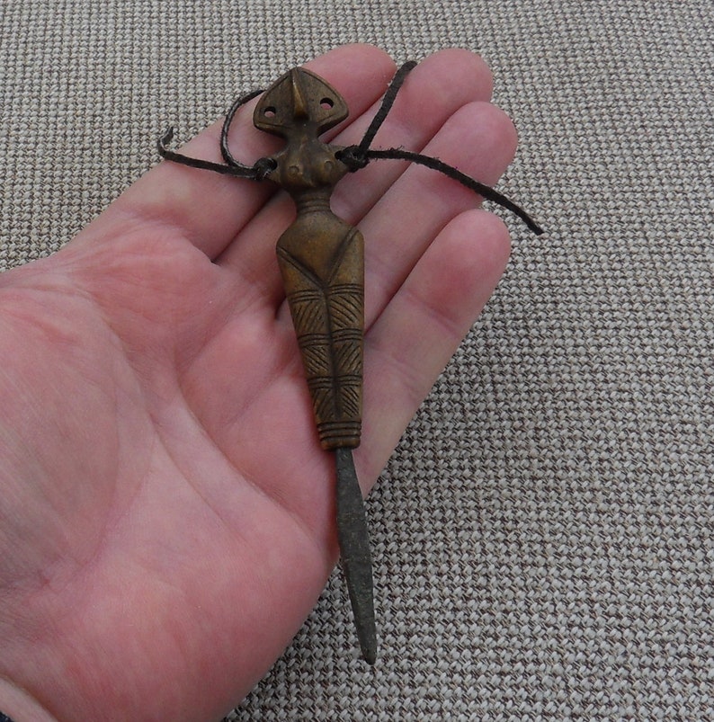 Awl Copper Gimlet hole tool original glued.Antique Viking Etsy