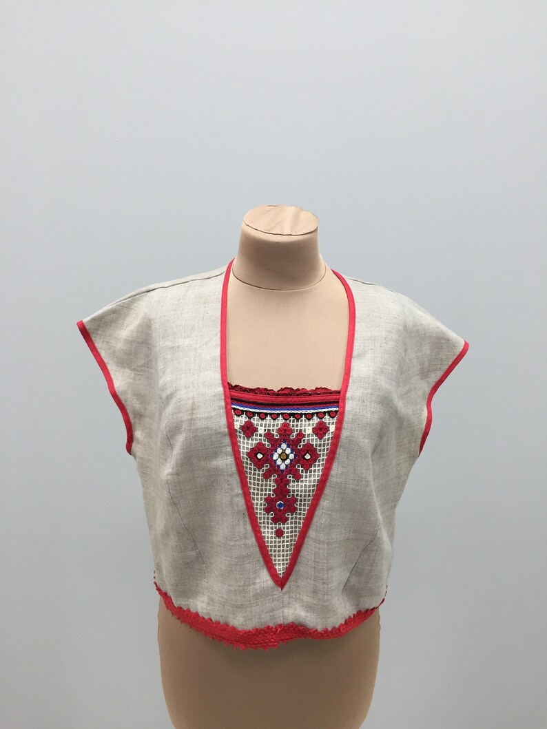 Vintage blouse 1970s print shirt top handiwork ethnic blouse