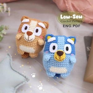 Bluey and Bingo- Amigurumi/ Crochet low sow Pattern-English -PDF