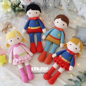 Superhelden Junge und Mädchen A- Amigurumi/ Häkelanleitung-Englisch -PDF