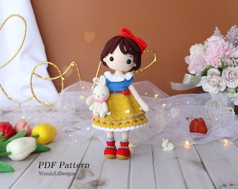 Snow White - Amigurumi/ Crochet Pattern-English -PDF- 白雪公主英文图解