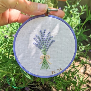 Lavender Bouquet (handmade, embroidered hoop)