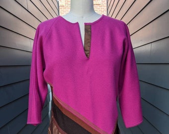 1980s Gianfranco Ferre Wool Sweater with Silky insets // Vintage Gianfranco Sweater // Vintage Fuchsia Sweater // Size 42 // Made in Italy