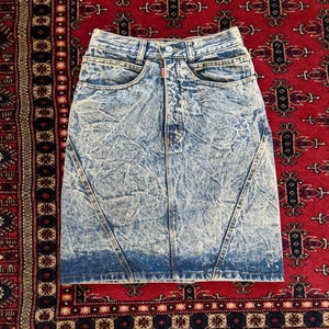 1980s-90s Palmetto Jean Skirt // Vintage Denim Acid Wash Skirt // Acid Wash Skirt // Vintage Jean Skirt