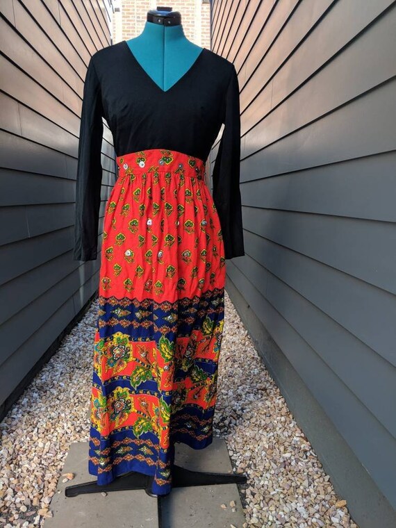 1970s Embellished Maxi Dress // Vintage Maxi Dres… - image 1