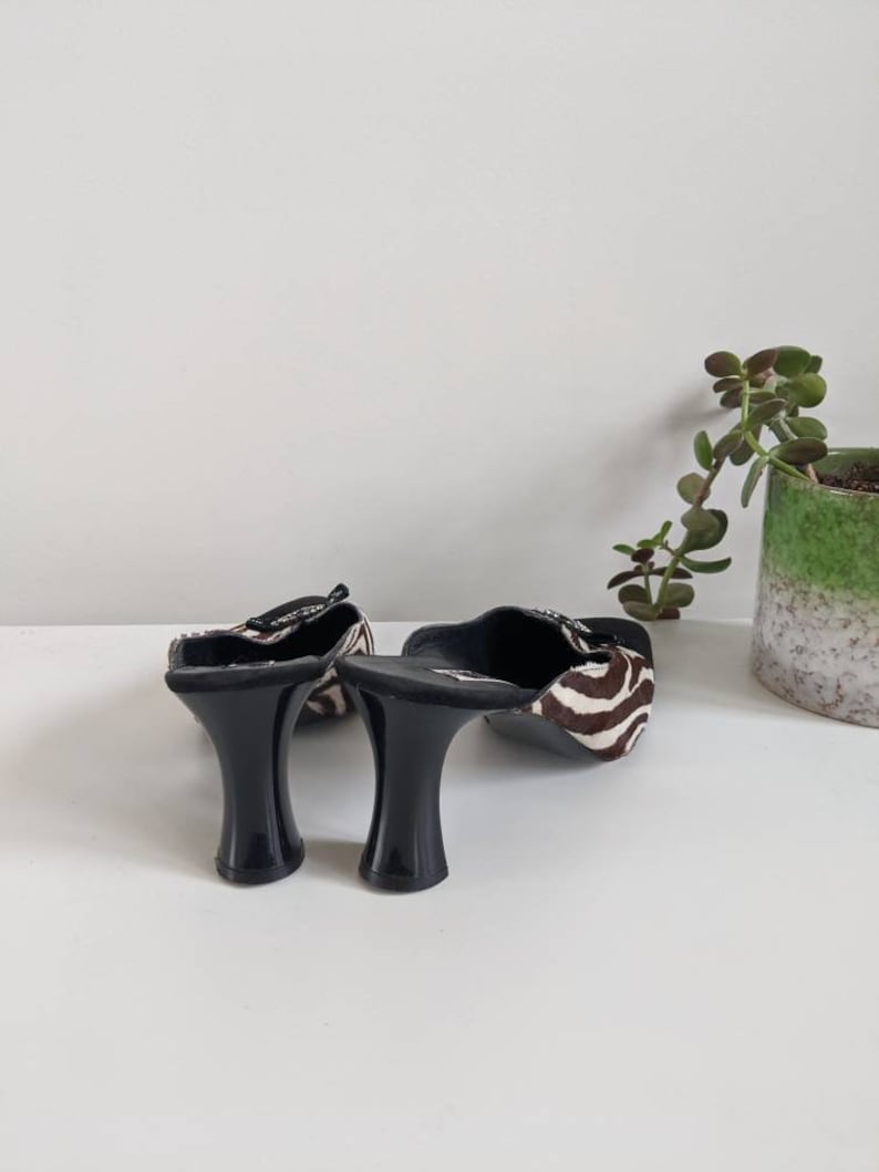PRICE REDUCED Vintage Moschino Zebra Pony Hair Mules Moschino Heels Pony hair shoes Vintage mules