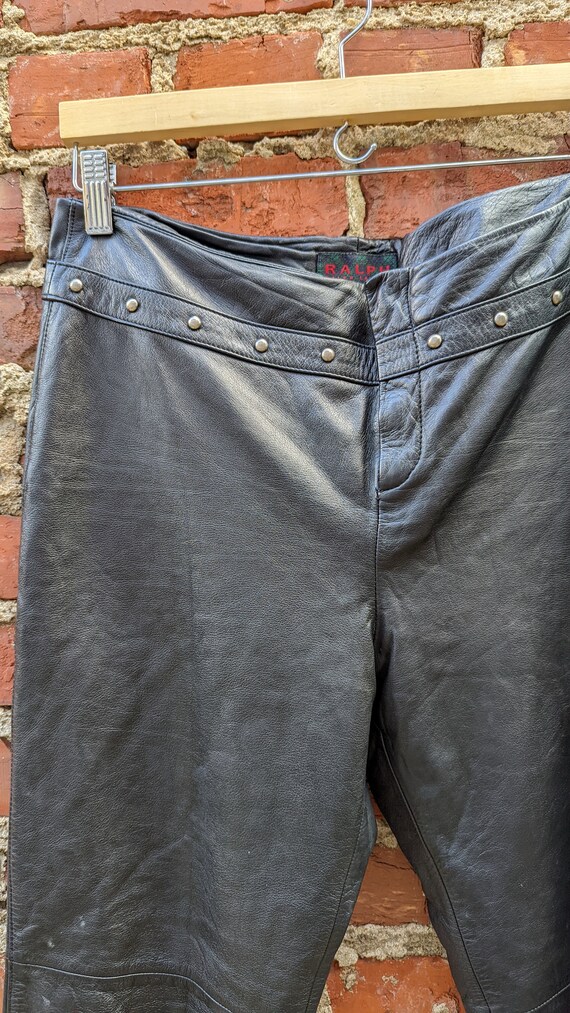 Vintage Ralph Lauren Leather Pants with Rivets | … - image 2