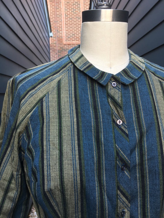 Vintage 1960s Striped Shirt Dress with belt // 19… - image 3