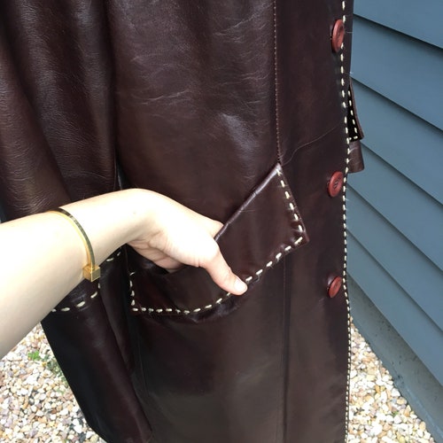 Vintage Leather Jacket // Vintage Leather Coat // Leather Jacket with detail stitching // Spainish Jacket // Made in shops Spain