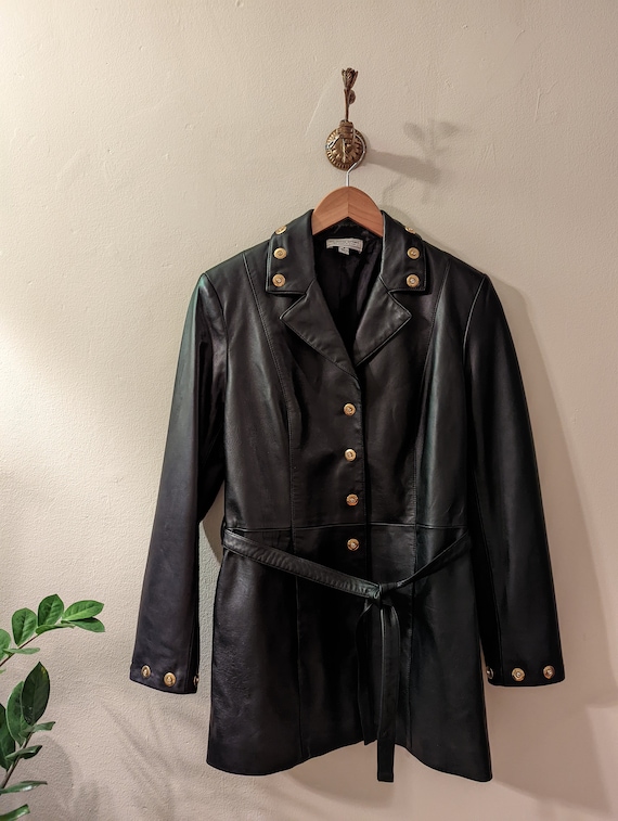 Vintage Leather St. John Jacket With Rhinestones |