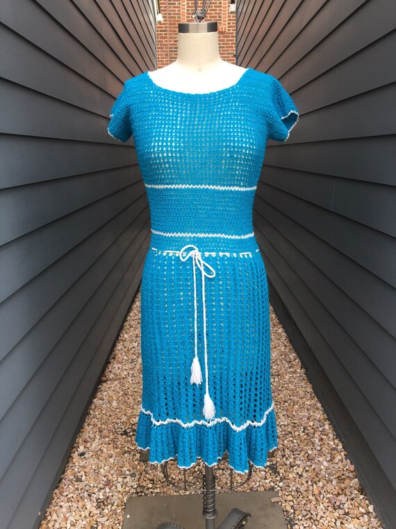1970s Crocheted Dress // Vintage Dress // 1970s Dr