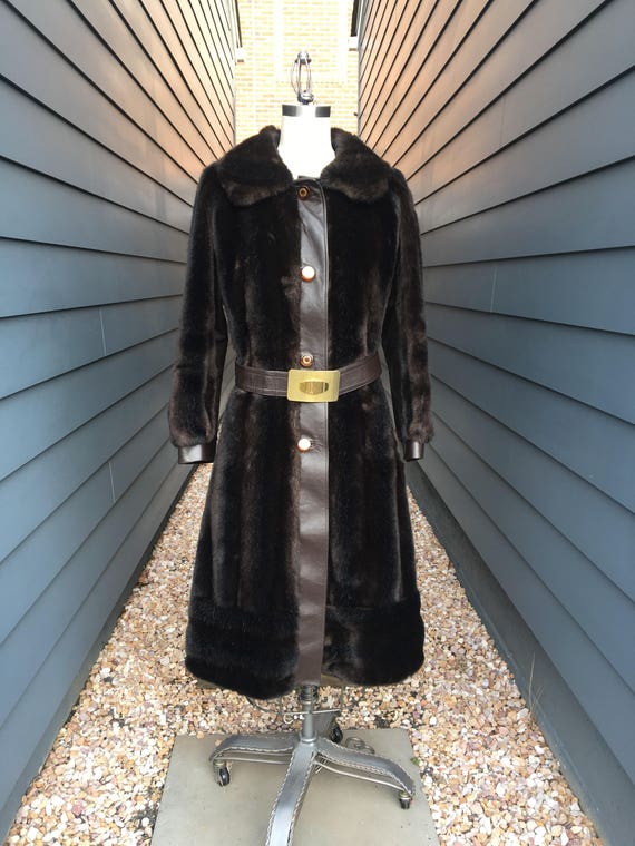1970s Tissavel France Faux Mink and Leather Jacket // Stewarts Faux Fur Jacket // Vintage Faux Fur