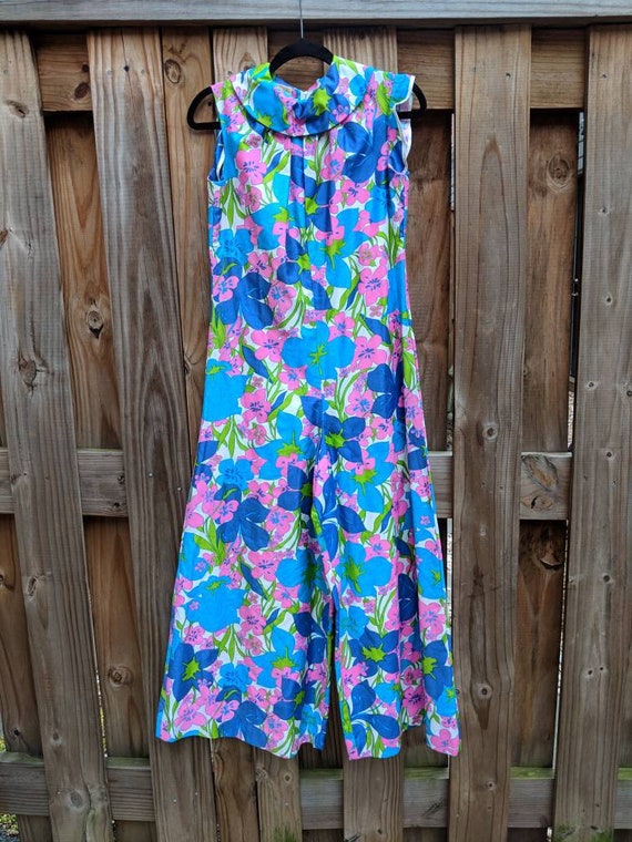 1960s-70s Wide leg jumpsuit // Vintage Jumpsuit // Fl… - Gem