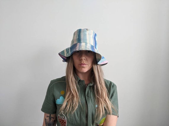 Vintage Dyed Bucket Hat // Tie dyed hat // 1970s B