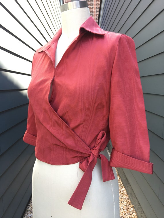 Vintage Moire Wrap Blouse // Moire Blouse // Vinta