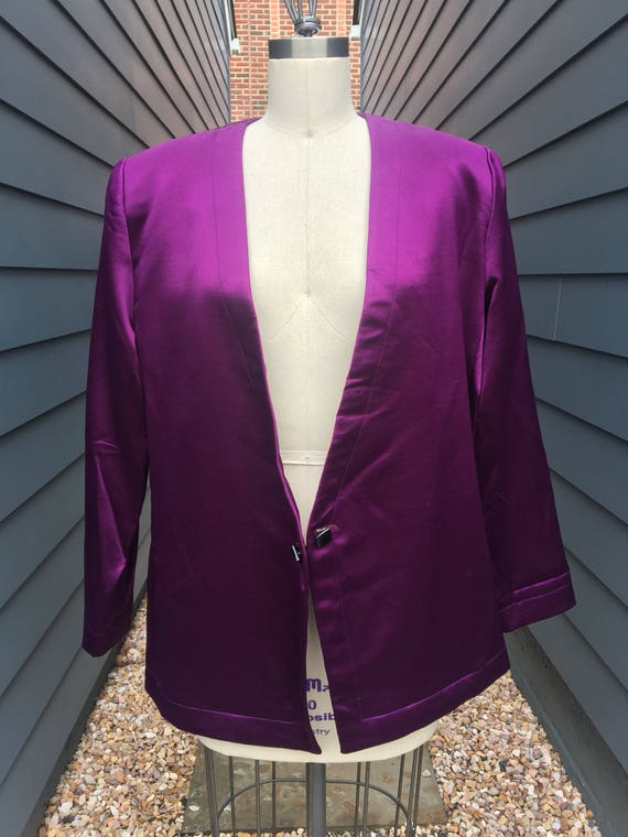 Anne Klien Vintage Silk Wool Blazer Jacket // Silk