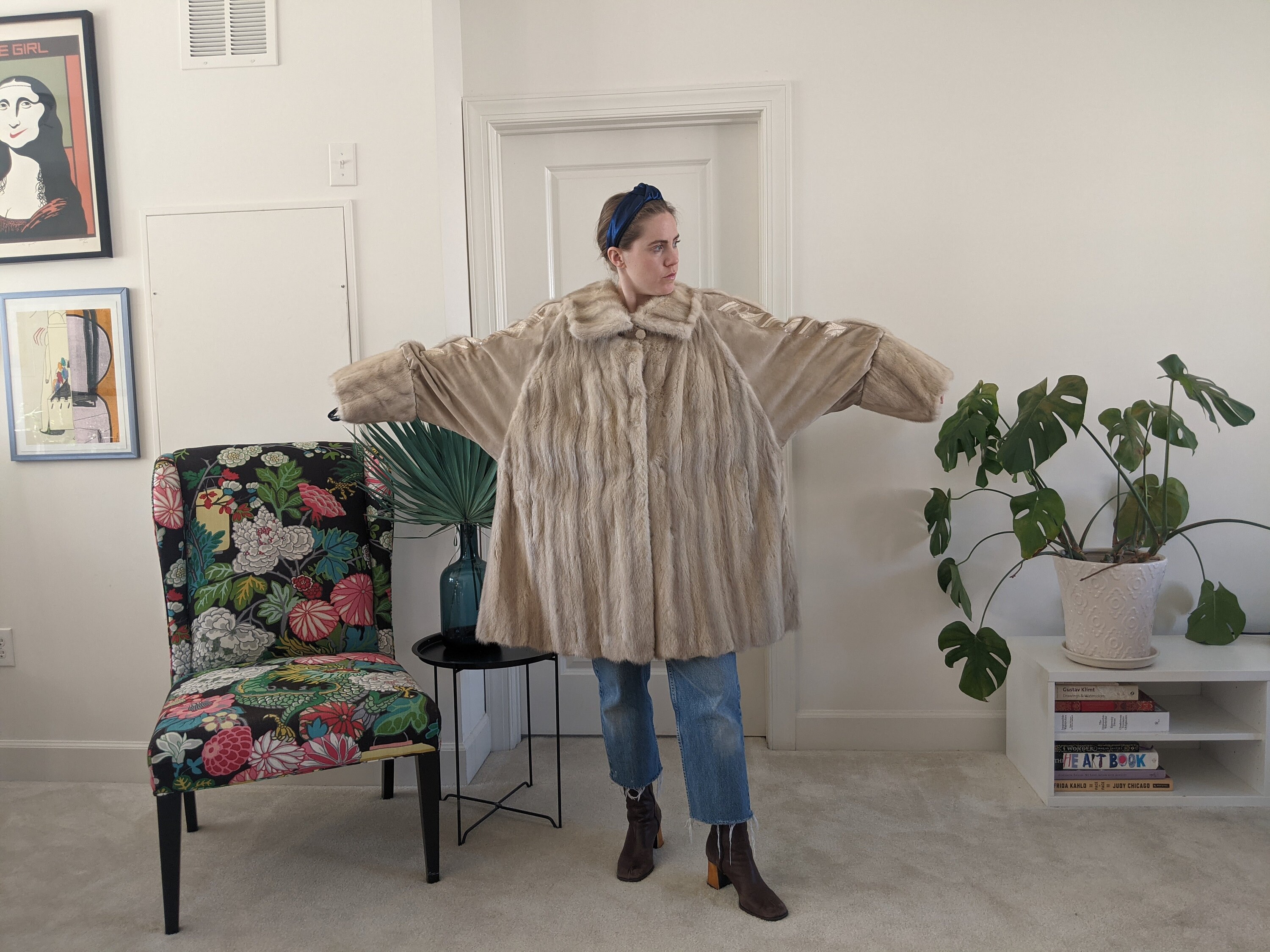 1980s German Mink Fur Coat // Fur Coat With Snake Skin Detail Etsy