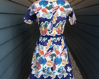Vintage Abstract Dress // vintage dress // vintage handmade dress // floral dress
