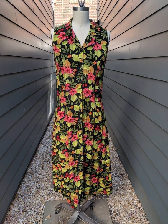 Vintage Hawaiian Inspired Dress // Vintage Maxi Dr